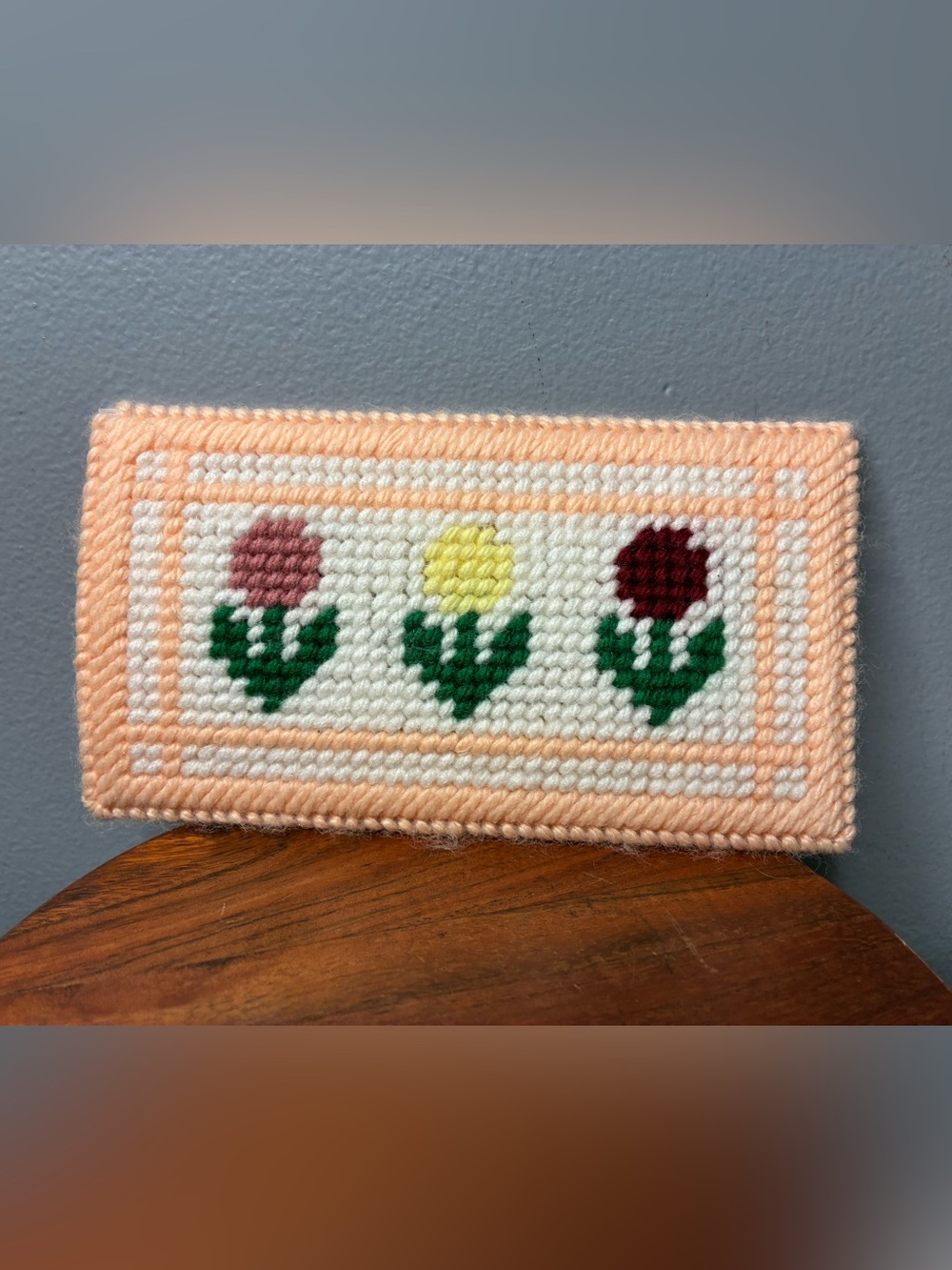 Handmade Needlepoint Eyeglasses Case Floral Plastic Canvas Glasses Sleeve